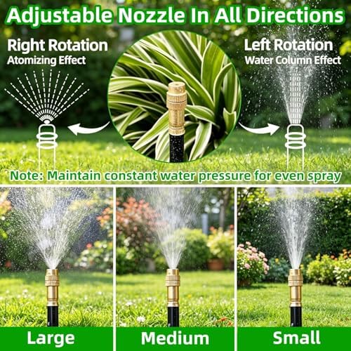 360° Adjustable Drip Irrigation System - Compatible 1/4" Irrigation System, 98FT Garden Watering Atomizing System with 30pcs Nozzles, Greenhouse Accessories for Yard, Lawn, Plants, Garden (98Ft)