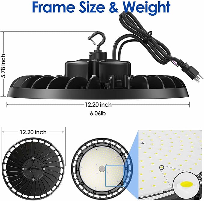 LED High Bay Light 240W PREM 1-Pack, 12' UFO Commercial Lighting Fixture w/Plug for Garage Shop Warehouse Workshop, 5000k 35000lm Dimmable IP65 UL ETL Listed (Count of 1)