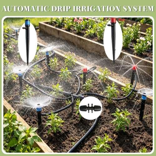 Dianrui 240FT Drip Irrigation System, Automatic Drip Irrigation Kit for Greenhouse/Yard/Lawn/Plant/with 1/2 inch Hose, 1/4 inch Distribution Tubing and Accessories