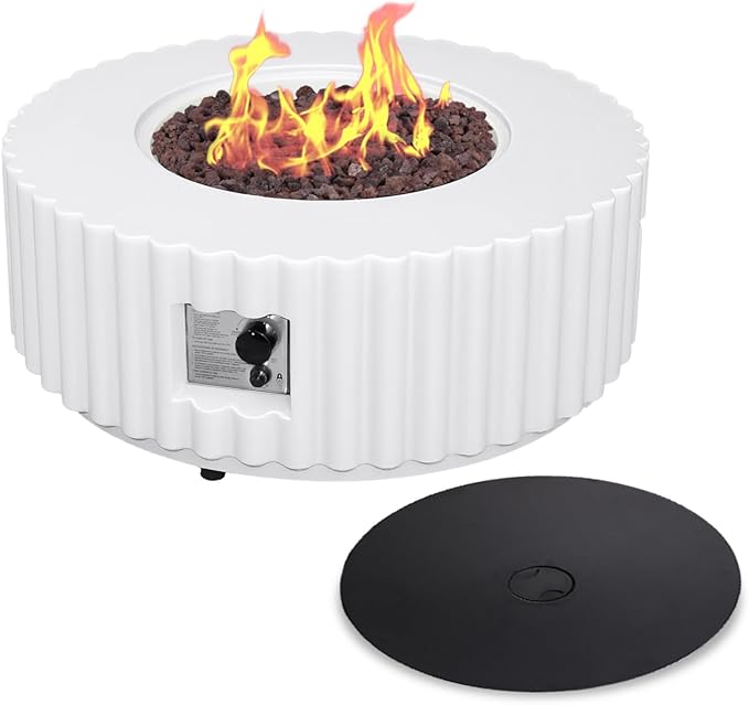Afterglow Firepits All Terrafab External Gas Tank for Outdoor Use Round 50000Btu, White