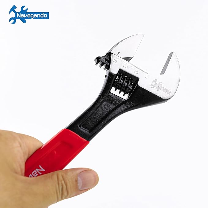 Navegando Adjustable Wrench Set, 3-Piece Adjustable Wrenches 6-inch, 8-inch, 10-inch, Extra-Wide Jaw and Soft Grip Wrench Set, for Automotive, Plumbing, Household Repairs