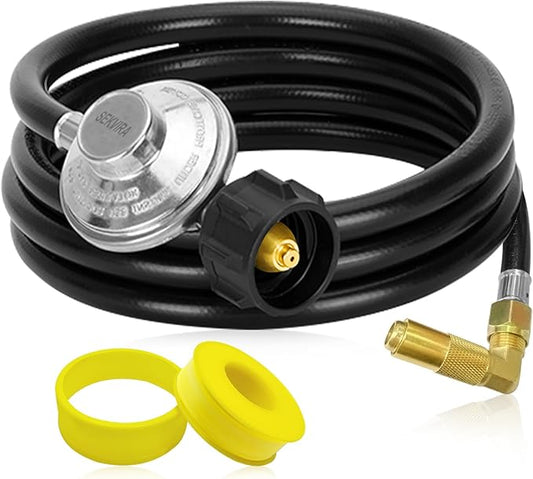 5 FT Propane Adapter Hose & Regulator with 90° Elbow Adapter for Blackstone Propane Adapter Hose, for Blackstone 17", 22", 28", 36" Tabletop Griddle, for 1lb to 20lb or Larger Propane Tank Adapter.