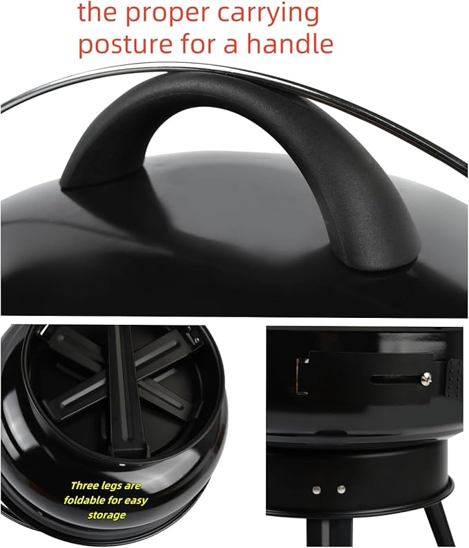 UFO-Shaped (Thickened) Portable Charcoal Grill,Folding Leg Design for Easy Storage & Portability,Easy-to-Assemble Small Tabletop Grill,Compact for Backyard and Patio BBQ,Outdoor Camping,and Tailgate