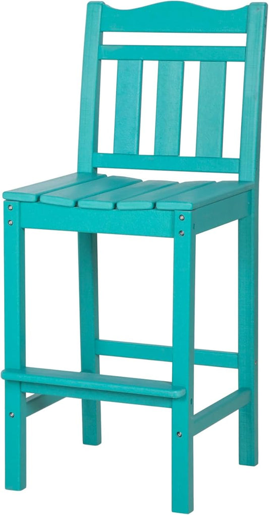 nalone Outdoor Bar Stool, HDPE Tall Adirondack Chair Bar Chair, Weather Resistance Bar Height Chairs for Balcony, Garden, Yard, Backyard (Aruba, Bar Chair)