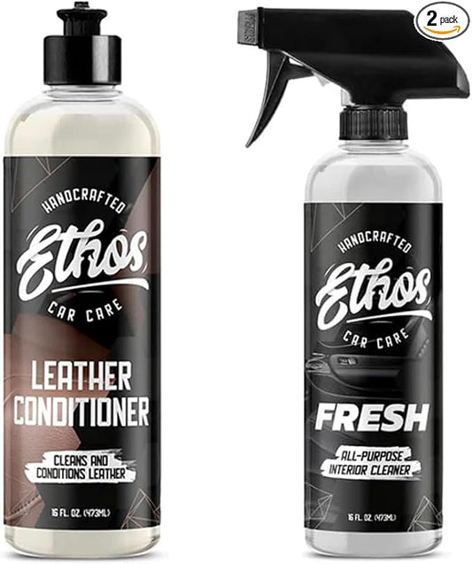 Ethos Car Interior Detailing Kit – All Purpose Interior Cleaner & Leather Cleaner – UV Protection, Stain Removal, and Deep Conditioning for Cars, Trucks, SUVs, Motorcycles, RVs & More