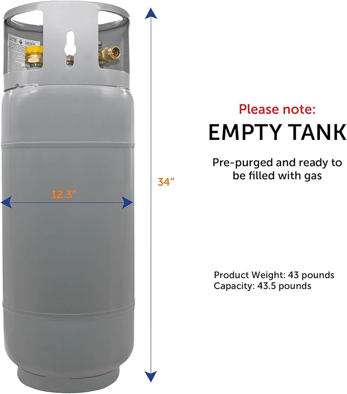 Flame King 43.5LB Steel Forklift Propane Tank with Gauge, DOT and TC Compliant, Rugged-Designed, Larger Than Standard Forklift Tanks