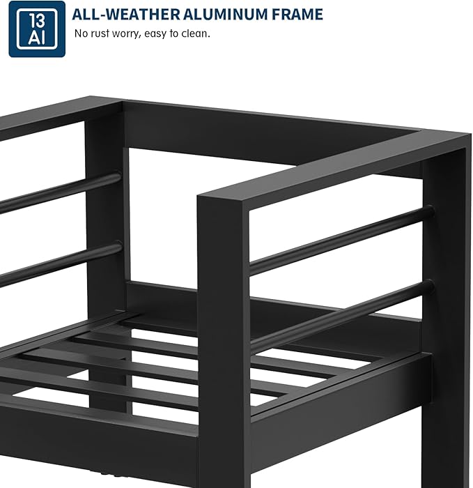 UDPATIO 4 Piece Patio Furniture Set Aluminum Outdoor Furniture Modern Patio Set, Thickness 5" Cushion Outdoor Seating Set for Balcony(Include Sofa Cover)