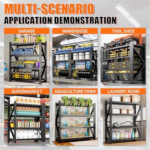 4000LBS 4 Tier Garage Storage Shelves, Heavy Duty Adjustable Storage Rack for Warehouse, Basement, Shop and Office, Commercial-Grade Steel Organizer, 59" W x 24" D x 69" H