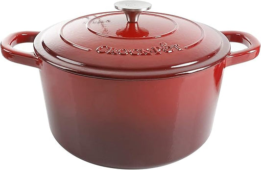 Crock-Pot Crock Pot Artisan 5 Quart Enameled Cast Iron Round Dutch Oven, Red