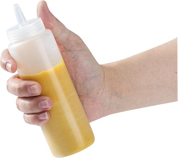 Restaurantware-8 Ounce Condiment Squeeze Bottle, 1 With Lid Plastic Squeeze Bottle - Precison Dispensing Tip, Flexible, Clear Plastic Squeeze Bottle For Sauces, For Sauces, Spreads, Or Condiments,
