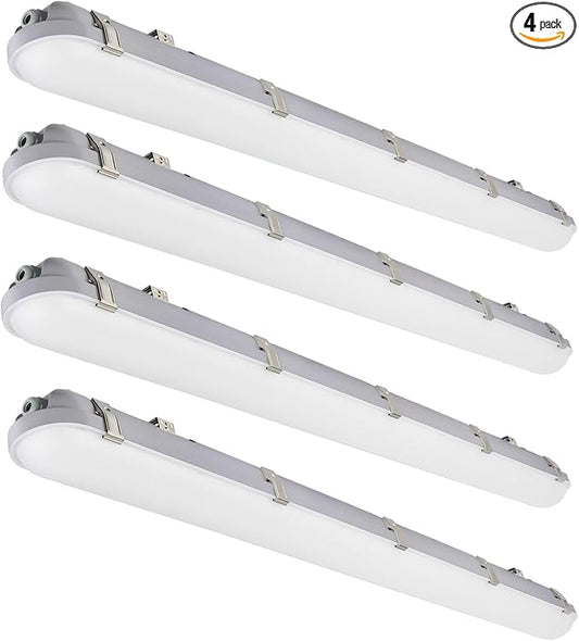kadision 4ft LED Vapor Tight Light 40W/32W/24W Adjustable Light Output, 4800lm 5000K 100-277V, 0-10V Dimmable Vapor Proof Lighting Fixture for Warehouses Car Washes, UL Listed 4-Pack