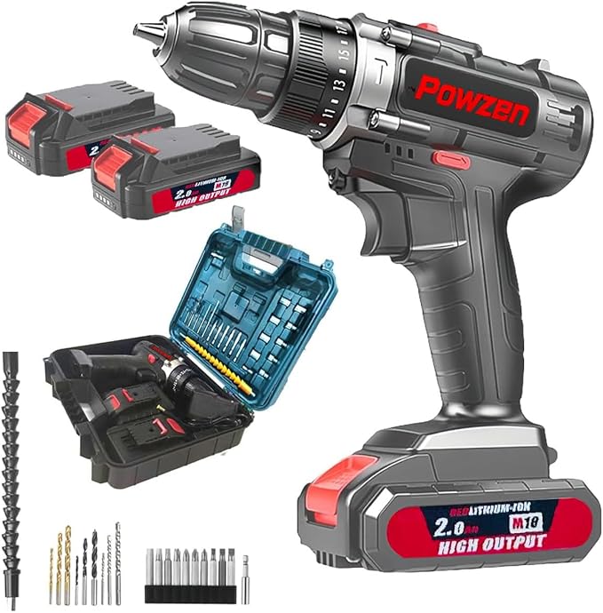 20V Brushless Cordless Power Drill with 2x 2.0Ah Battery and Charger (531 in.lbs)- 3/8 inch Chuck Brushless Impact Driver, LED Work light Hammer Drills