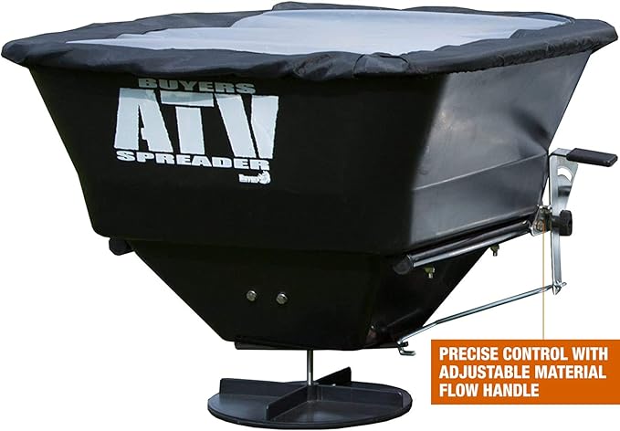 Buyers Products ATVS100 ATV Broadcast Spreader – 100 lb Capacity, Poly Hopper, 12V Motor, Rain Cover Included – Seed, Fertilizer, Salt & Feed Spreader for ATV Accessories