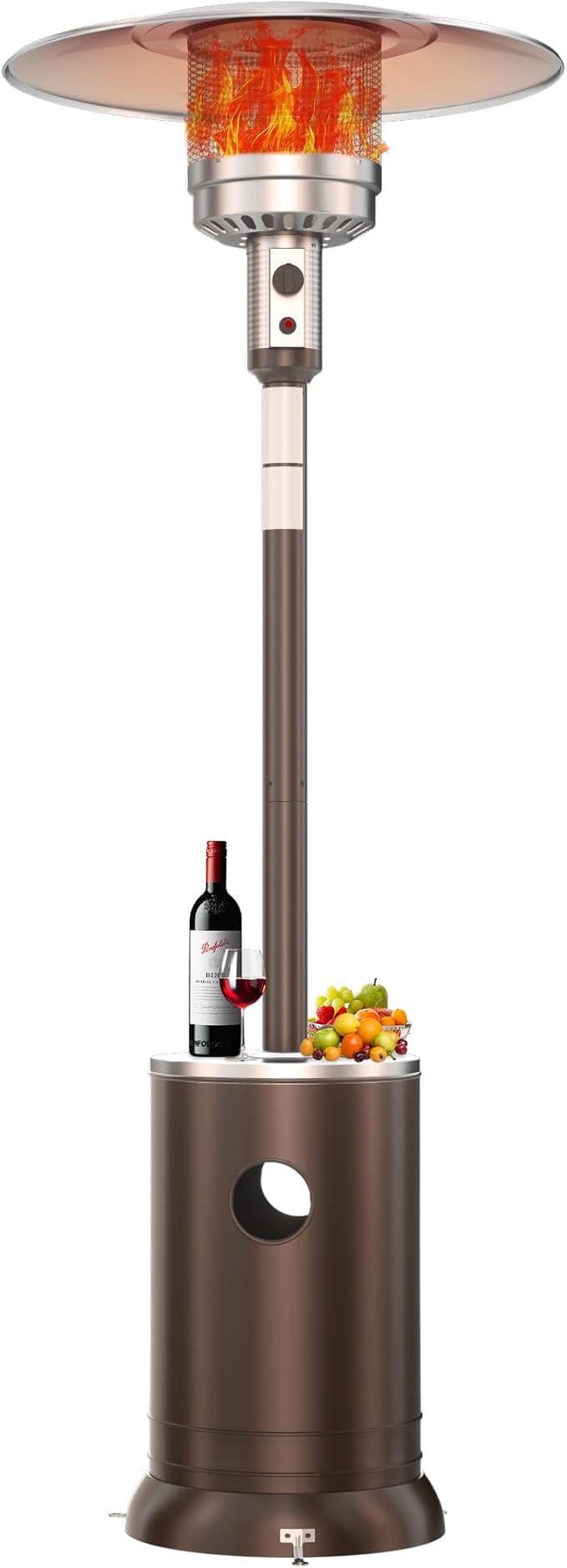 50,000 BTU Patio Heater - Propane Patio Heater with Double-Layer Stainless Steel Burner, Round Table Design Space Heater, Outdoor Heaters with Wheels Used for Garden and Patio, Brown