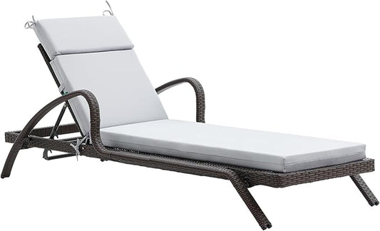 FILUXE Chaise Lounge Cushions Outdoor Furniture, High-Density Foam Chair Cushion with Ties, Weather & Fade Resistant - Patio Recliner Chairs Cushions for Lawn,Pool & Beach 72x21x3 Inch, Grey