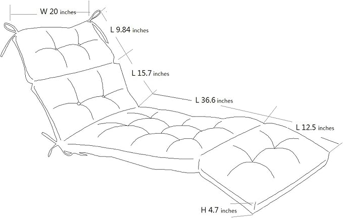 QILLOWAY Indoor/Outdoor Chaise Lounge Cushion,Spring/Summer Seasonal Replacement Cushions. (Orange)