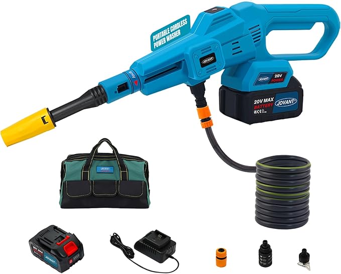 Cordless Pressure Washer, Portable Power Cleaner, 750PSI High Pressure Water, 3 Speed, 6-in-1 Nozzle Handheld Pressure Washer for Car, Home, Garden Cleaning (1 Battery)