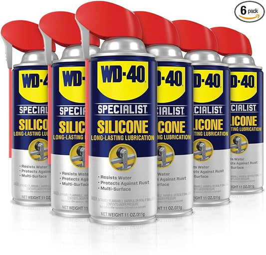WD-40 Specialist Silicone Lubricant with SMART STRAW SPRAYS 2 WAYS 11 OZ [6-Pack]