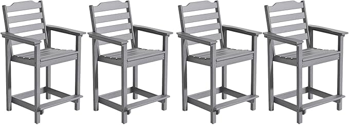 OTSUN Tall Adirondack Chair, Patio Chairs, HDPE Weather Resistant Outdoor Chairs for Garden, Backyard, Poolside, Capacity 300 LBS(4 PCS, Grey)