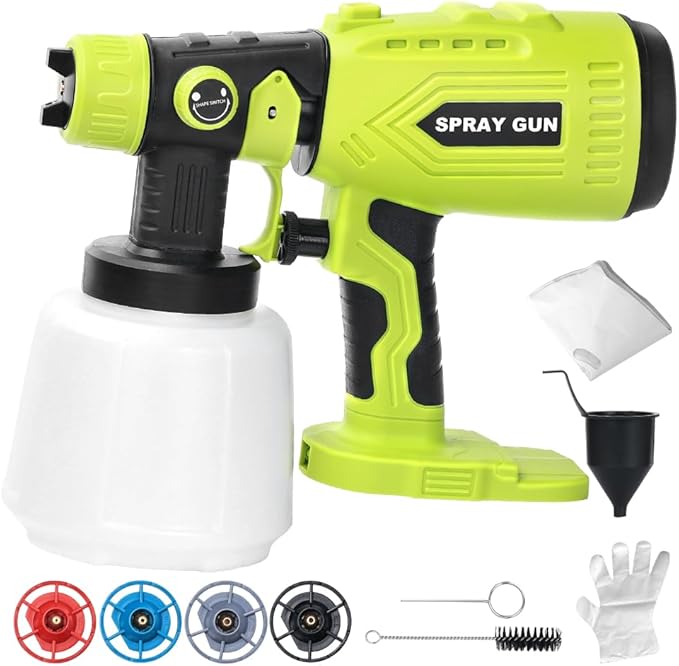 Paint Sprayer Compatible with Roybi 18V Lithium Battery, Cordless Paint Sprayer HVLP Spray Gun with Copper Nozzle, 200W Power Easy to Clean for Home Interior,Exterior, Renovation(Tool Only)