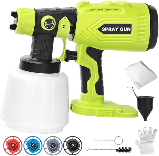 Paint Sprayer Compatible with Roybi 18V Lithium Battery, Cordless Paint Sprayer HVLP Spray Gun with Copper Nozzle, 200W Power Easy to Clean for Home Interior,Exterior, Renovation(Tool Only)