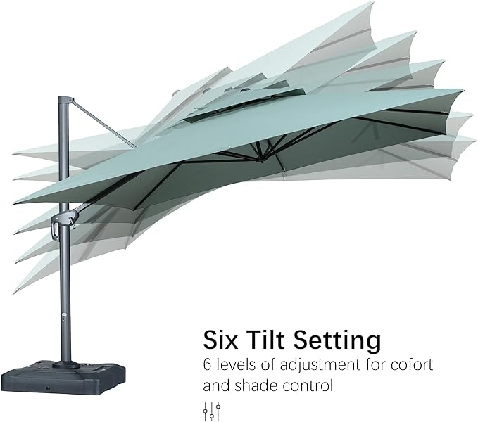 PURPLE LEAF 10' X 13' Double Top Cantilever Patio Umbrella Deluxe Large Outdoor Umbrella Rectangle Offset Umbrella with Fade Resistance for Garden Deck Pool Patio, Mint Green
