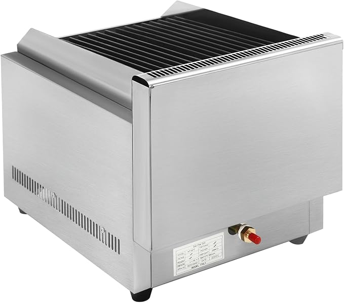 Commercial Countertop Gas Grill, 60,000 BTU Stainless Steel Flat Top Griddle with Cast Iron Grates, for Restaurant, Outdoor BBQ, Patio & Backyard Cooking, Silver