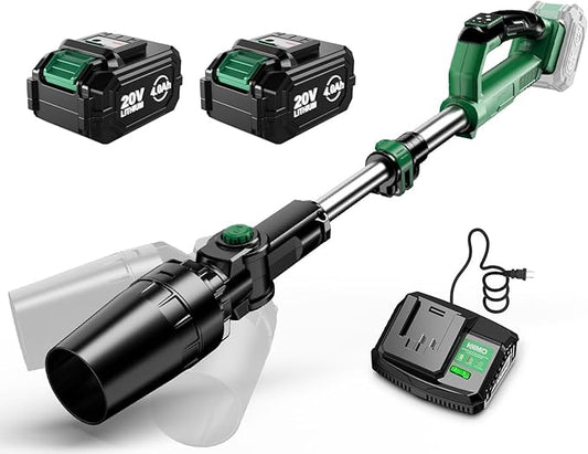 KIMO Leaf Blower Cordless with Battery and Charger, 310000RPM, 37Inch Telescopic Pole, 750CFM 280MPH, 3Speeds w/Smart Panel, Lightweight 2.5Lb, 2PCS 4000mAh Battery Operated Leaf Blowers for Lawn Care