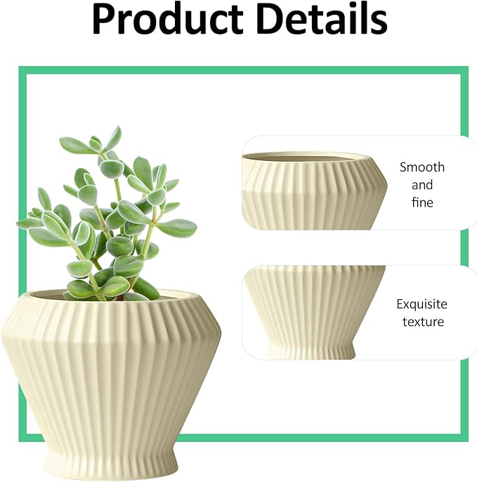 OXART 7.7 Inch Plant Pot, Modern Ceramic Pots for Indoor Plants, Plant Pots for Outdoor Flower Pot with Drainage Hole, Home Garden Decor Planters, Yellow