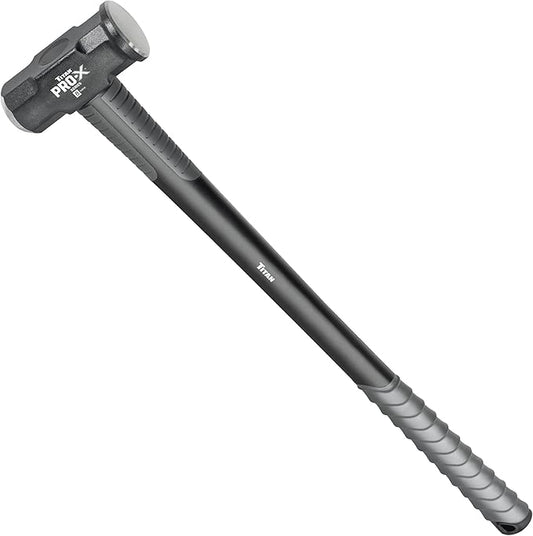 Titan Pro-X 63018 8lb Sledge Hammer, Dual-Face Sledge with Cross-Pattern Face for Concentrated Power & Flat Face for Stake Driving, Overstrike Protection, 36" Fiberglass Handle with Textured Grip