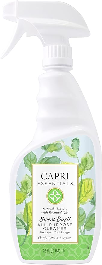 CAPRI ESSENTIALS APC, Household Dust Remover, Kitchen Counter Surface Spray, Removes Grime, Blend of Essential Oils, Sweet Basil 23 FL Oz