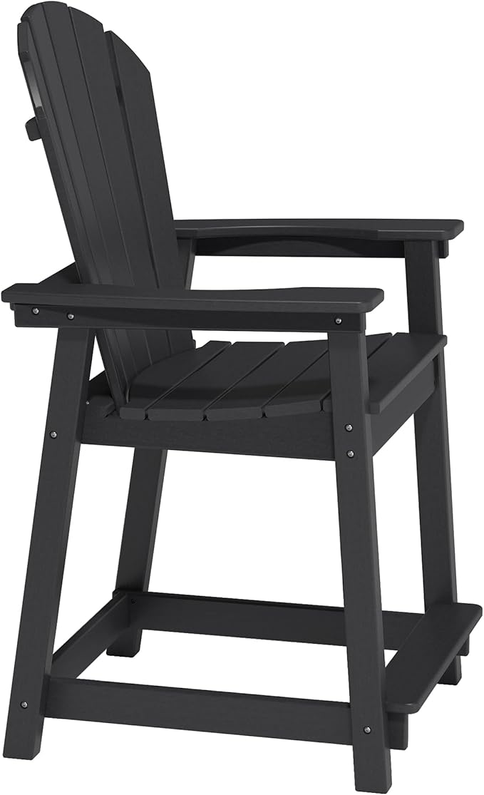 OTSUN Outdoor Tall Adirondack Chair, HDPE Weather Resistant Outdoor Chair for Garden, Backyard, Poolside, Capacity 400LBS (6 PCS, Black)