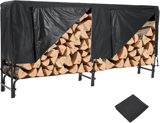 Towallmark 8Ft Firewood Rack with Cover, Heavy Duty Firewood Racks with Weather Resistant 600d Oxford Fabric Cover, Indoor/Outdoor Wood Rack