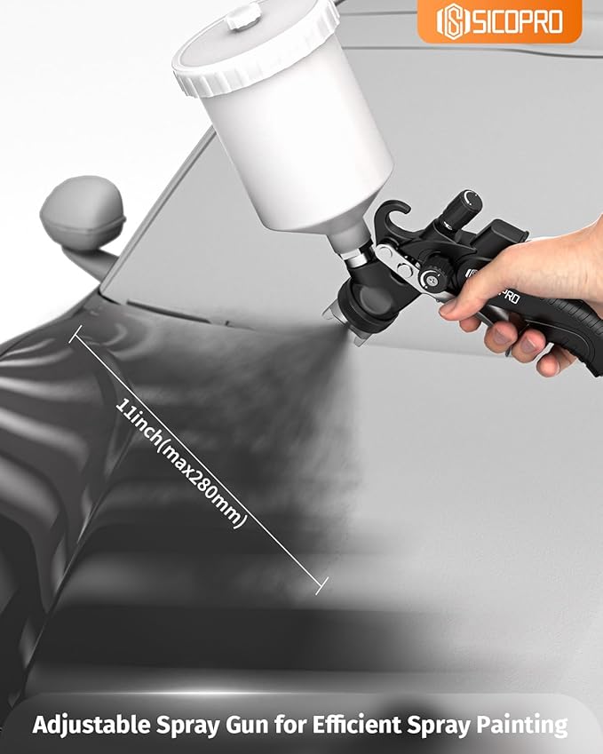 HVLP Paint Sprayer Gun, Air Paint Sprayer for House Painting, Cars, Paint Guns Automotive, 1.4/1.7/2.0mm 15 Nozzle Holes, Varnish and Top Coat, Air Regulator