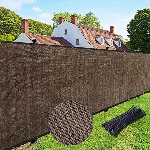 UPGRADE Privacy Fence Screen 6'x73' Brown Outdoor 90% Visibility Blockage 170 GSM Mesh Shade Cover Panels for Backyard,Balcony,Home Decoration with Zip Ties,Customized Avaliable