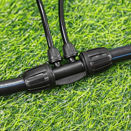 1/2 Inch To 1/4 Drip Irrigation Fittings - 8 Pack Drip Line Irrigation 1/2'' to 1/4'' Barbed Tee Adapter Anti-Drop Lock Nut Barbed Reducer 4 Way Connectors for Drip Irrigation System