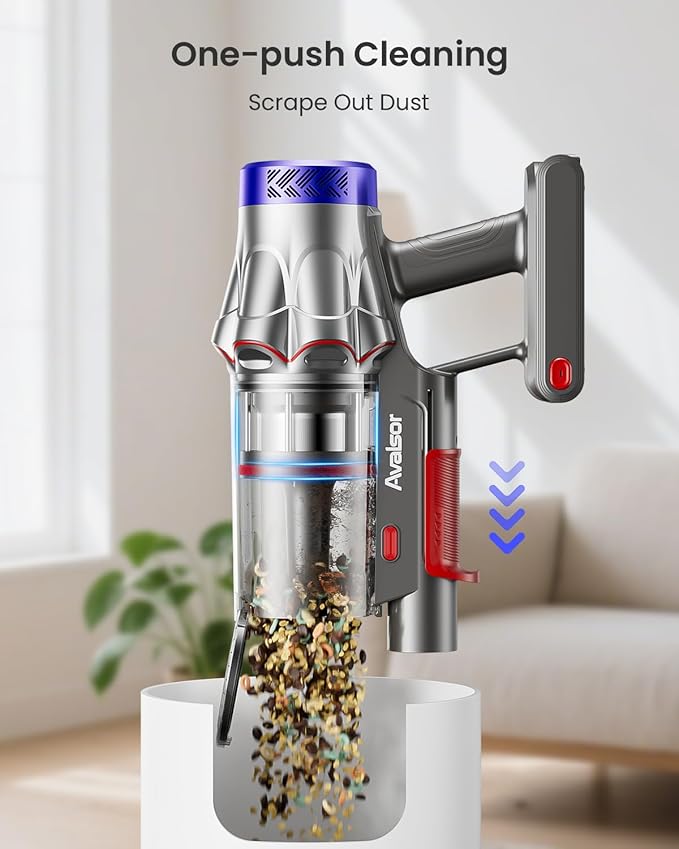 Cordless Vacuum Cleaner, 50KPa 600W 70Mins Vacuum Cleaner for Home, Anti-Tangle Self-Standing Stick Vacuum with Scented Tablet, Upgraded Dust Cup Scraping, Vacuum Cordless for Pet Hair/Carpet/Floors