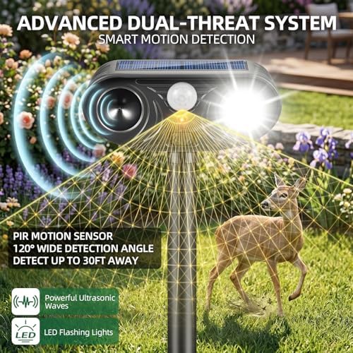 4 Pack Sonic Fortress Pro Deer Repellent Devices Racoon Repellent Outdoor