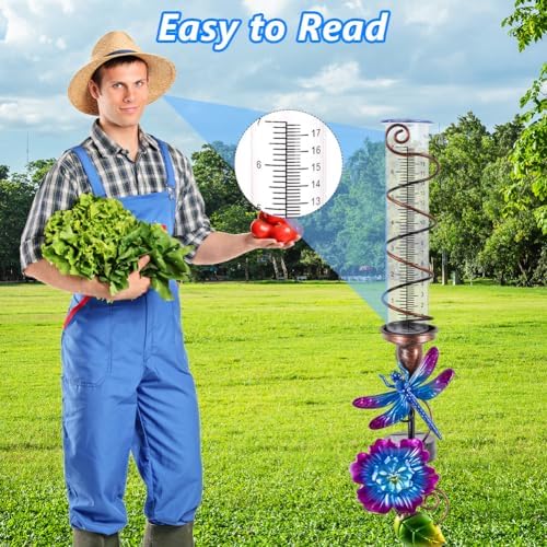 Stargarden Rain Gauge Outdoor, Dragonfly Solar Rain Gauge