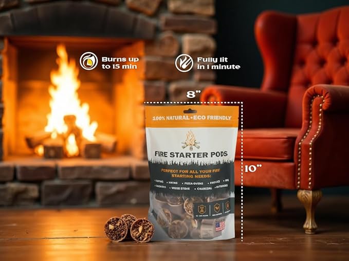 Quick to Light Wax Fire Starters Camping | 15+ Min Burn time, Fire Starters for Fireplace & Campfire (Pack of 50)