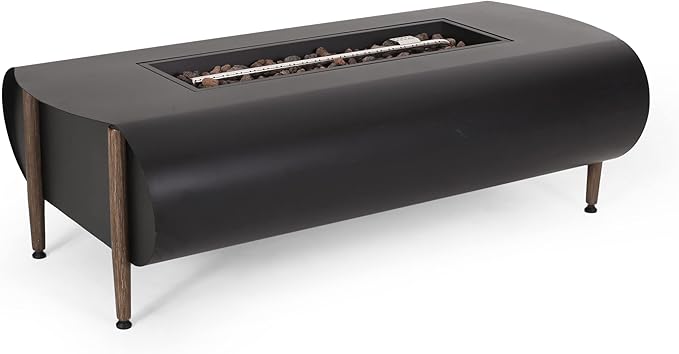 Propane Fire Pit Table, 50" Iron Firepits for Outside, Rectangular Gas Fire Pit for Outside Patio, Propane Fire Table, 50000BTU, Dark Gray