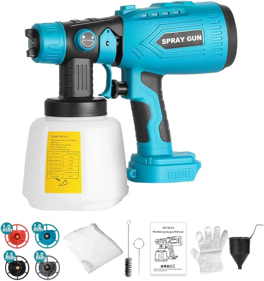 Paint Sprayer Compatible with Makita 18V Li-ion Battery, 200W HVLP Spray Paint Gun Tool,Copper Nozzle, Easy to Clean, for Furniture, Fence, Walls, Ceiling, Door etc. (No Battery)