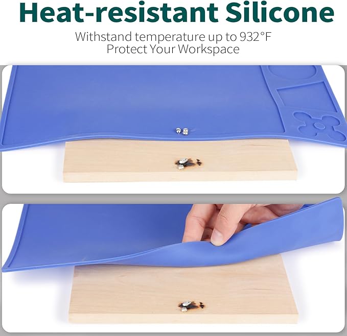 YIHUA M150 Heat-resistant Soldering Mat with Multiple Storage Slots, Built-in Ruler, Bendable Soft Silicone Soldering Mat, Dimensions 12.99 * 8.23 * 0.12 inches (330 * 209 * 3mm)