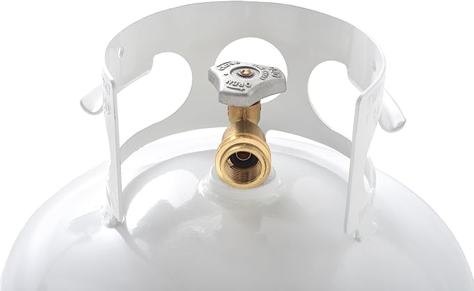 Flame King YSN401 Steel Propane Tank Cylinder With Overflow Protection Device Valve, 40 Lb, White