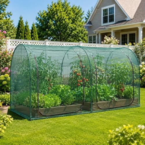 Large Tunnel 8.2'x4' Plant Netting Cover 4FT Tall Crop Cage Netting Pest Guard Cover for Vegetables Fruits Durable Gardening Net for Plant and Animal