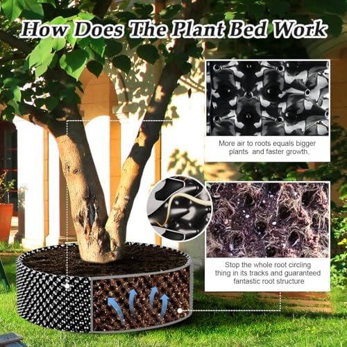 RooTrimmer 60 Gallon Air Pruning Container, Raised Garden Bed Large Tree Pos New Plastic Nursery Pot Fruit Vegetable Garden Grow beds (4 ft Diameter), Black