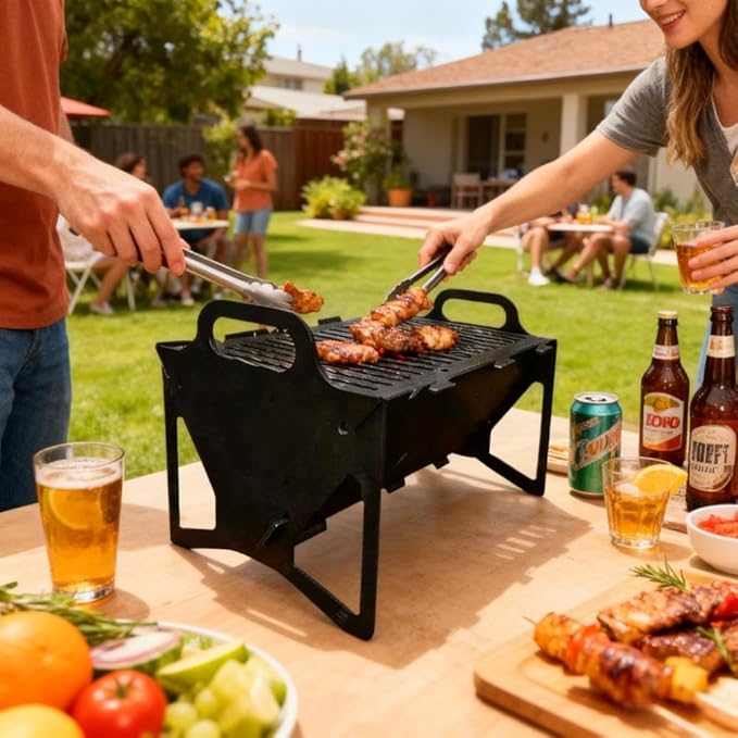 Slot Grill - asadores de carbon ，Collapsible BBQ Grill for Easy Storage, Lightweight & Compact, portable charcoal grill for camping, Tailgating & Outdoor Cooking