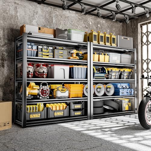 72" H Adjustable Garage Shelving 2500LBS Storage Shelves 5-Tier Heavy Duty Metal Shelves Organization Utility Industrial Shelves Rack for Garage Warehouse Pantry Basement,Black (19.6" D×59" W×72" H)
