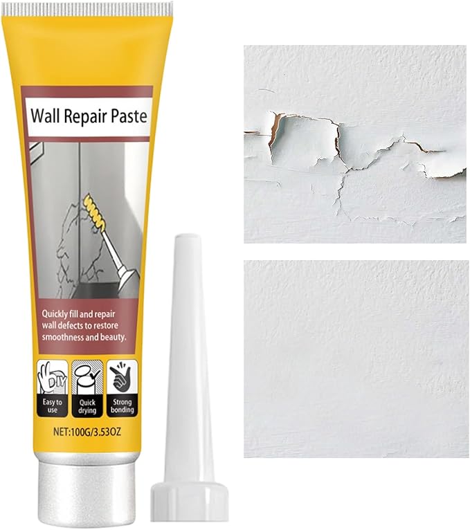 Wall Crack Filler - Home Improvement Crack Fix, Ceiling Mending Paste, Quick Drying, Home Repair, Improvement Tool, Filler Paste for Walls, Ceilings, Maintenance, 2.17x6.42 Inches