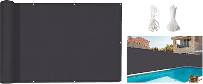 4'x25' Aiwi Space 100% Solid Non-See-Through Privacy Fence Screen Panel, Garden Privacy Fence, Full Privacy Protect for Balcony, Backyard,Porch, Railing and Pool, Anthracite Black